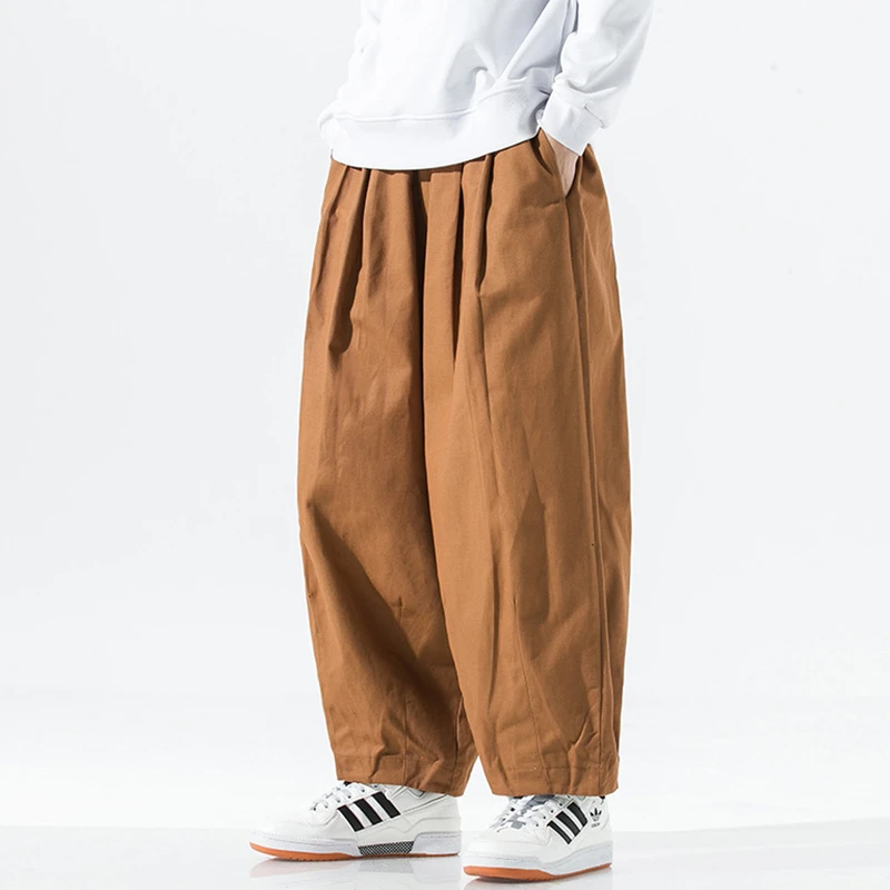 

Мужские повседневные брюки-шаровары, новинка 2026 года, весенняя коллекция, простой стиль, уличная мода, однотонные, свободные, в стиле Харадзюку, широкие штаны N065