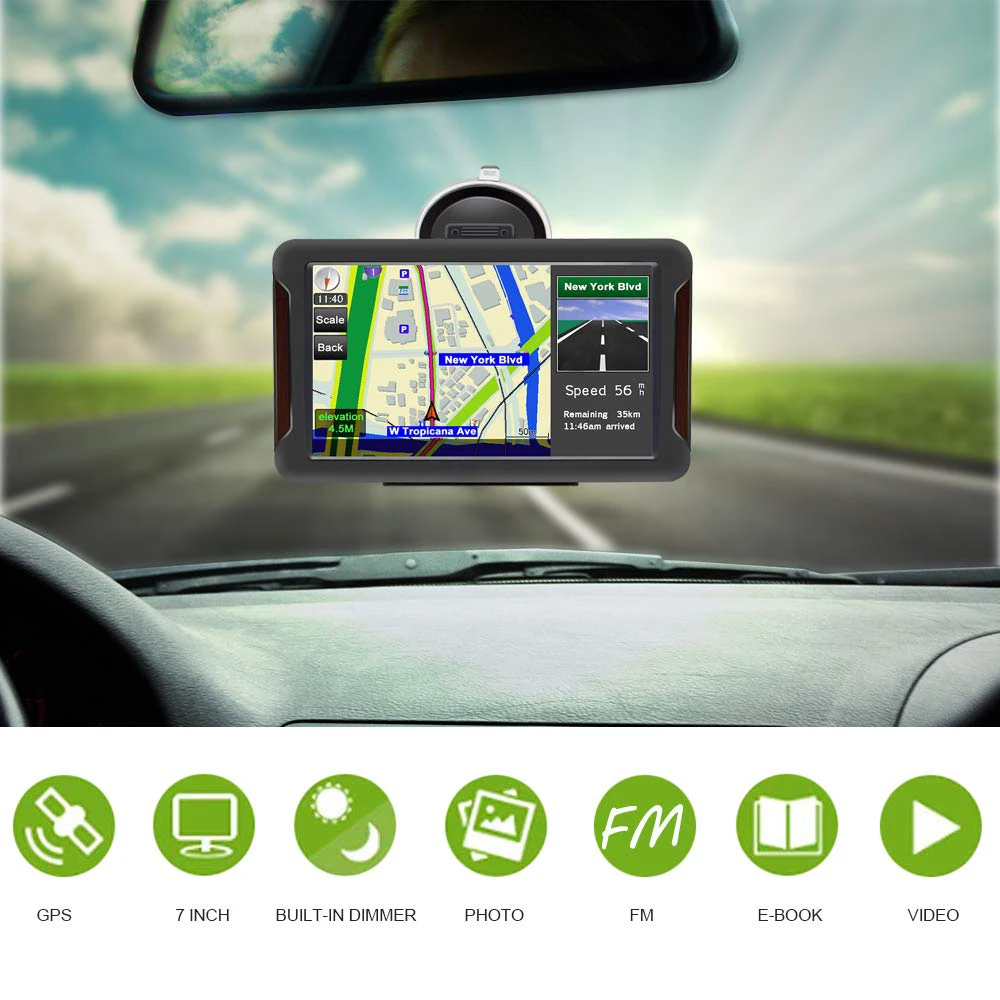 GPS Navigation for Car 7 Inch Vehicle    System 8G Memory Portable Truck Navigator Touch Screen Maps Free