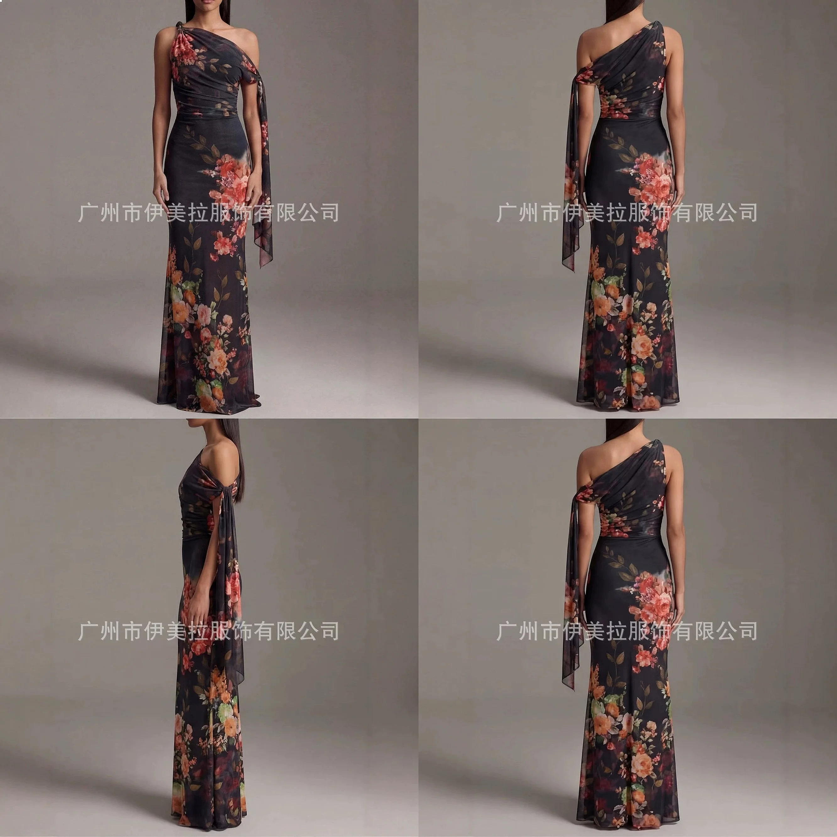 

Spring Summer One Shoulder Bodycon Print Long Dress Dresses Jumpsuit Playsuit Pants