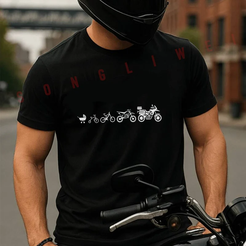 

Evolution Of Adventure Motorcycle Moto Summer Short-sleeved Cotton T Shirt Men Women Streetwear Loose T-shirts