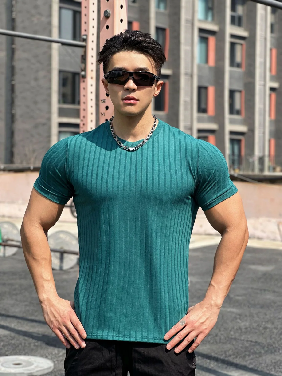 Summer New Fitness T-shirt Men Casual Short Sleeve Shirt Male Gym Bodybuilding Skinny Tees Tops Running Sport Quick Dry Clothing