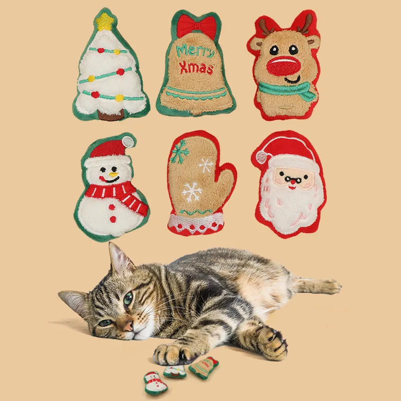 

Pet Plush Christmas Snowman Cat Toy with Cute Design Built-in Catnip for Fun and Gnawing Toys