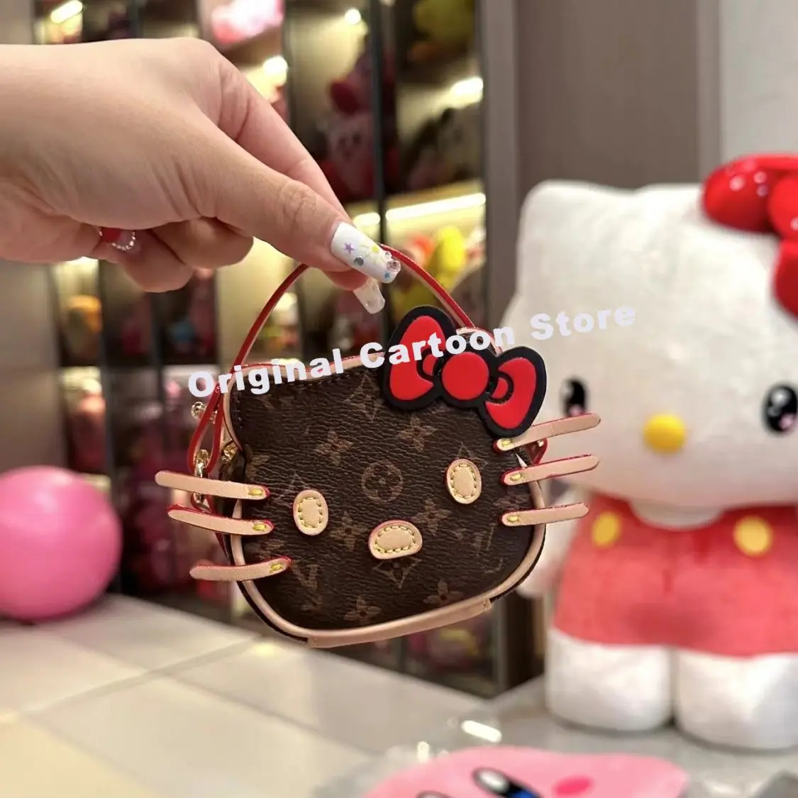 

Большая сумка для лица Hello Kitty Sanrio Kurome симпатичный простой кошелек для дальнозоркости с мультяшной цепочкой через плечо хороший подарок