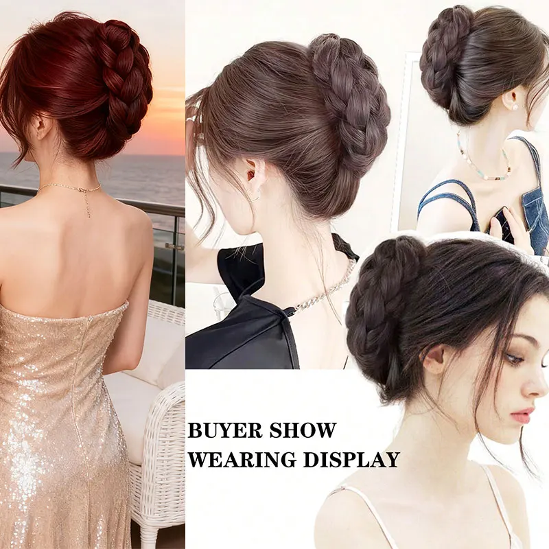 مشبك شعر صناعي بمخلب كعكة شعر مستعار منفوش طبيعي مشبك شعر أسود وبني على شكل كعكة رأس شعر مستعار تمديد للنساء