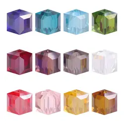 2/3/4/6/8/10MM AB Colors Austrian Glass Square Beads Spacer Cube Beaded Crystal For DIY Making Jewelry Needlework Accessories