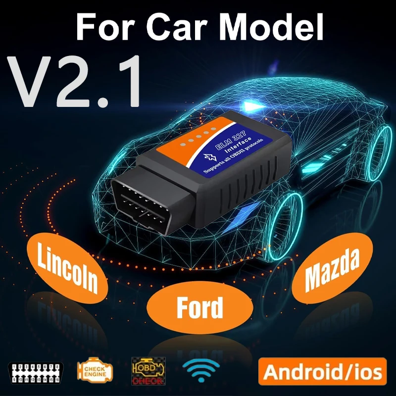 Diagnostic Instrument Android Windows ELM327 OBD2 V2.1 Bluetooth/WIFI Car Detector D For Android /IOS PK Vgate Icar2 Code Reader