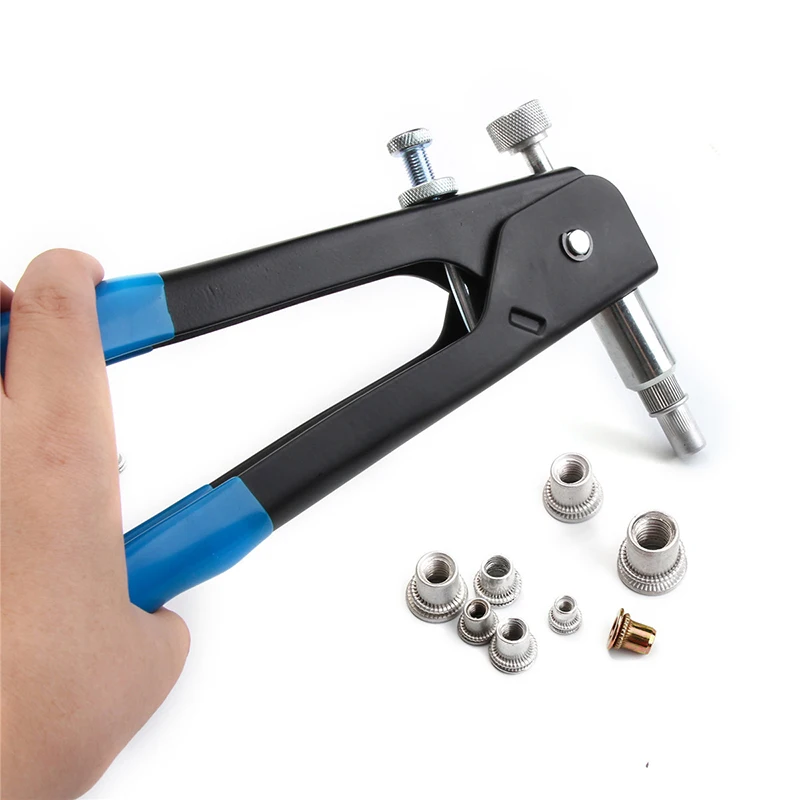 Zinco misturado chapeado carbono aço Rivet Nut, rosca Rivet Gun Set, Riveter Tool Set, M3, M4, M5, M6, M8