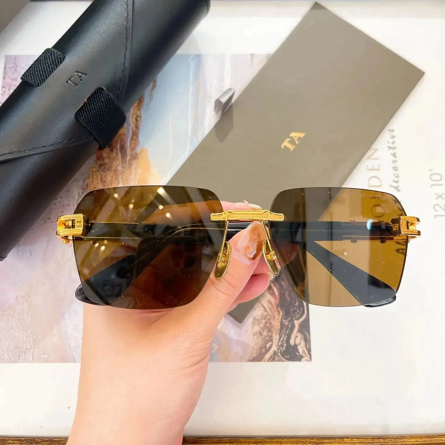 

Original Factory For DIYTA DT META-EVO ONE DTS147 With Brand Box UV400 Rimless Brown Lenses Top Quality Men Women Sunglasses