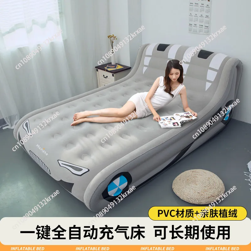 Inflatable Air Cushion with Backrest - Automatic Pump for Indoor/outdoor Use, Single/double Size, Portable Camping Bed