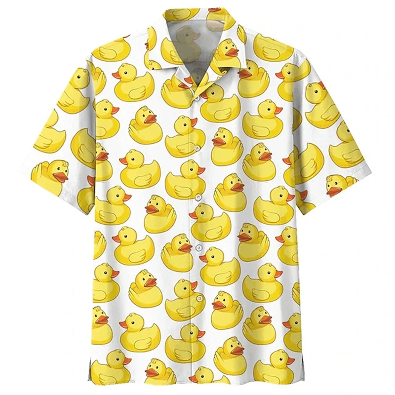 New Duck 3d Print Hawaiian Shirt Man Short Sleeve Casual Beach Shirts Funny Single-Breasted Blouse Men\'s Clothing Free Shippping