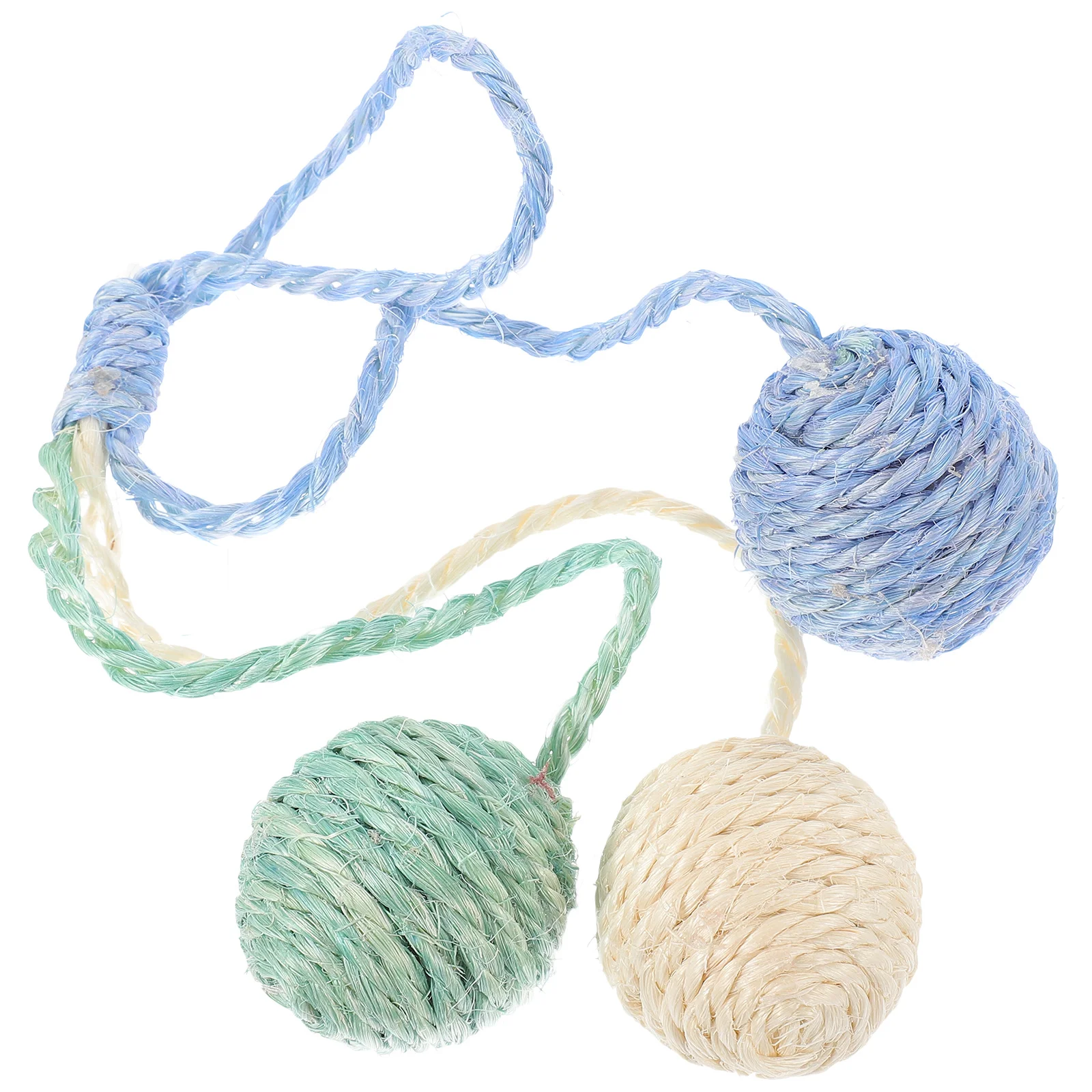 

2Pcs Interactive Hanging Sisal Ball Cat Chase Balls Indoor Entertainment Colorful for Kittens Chase Balls for Cats