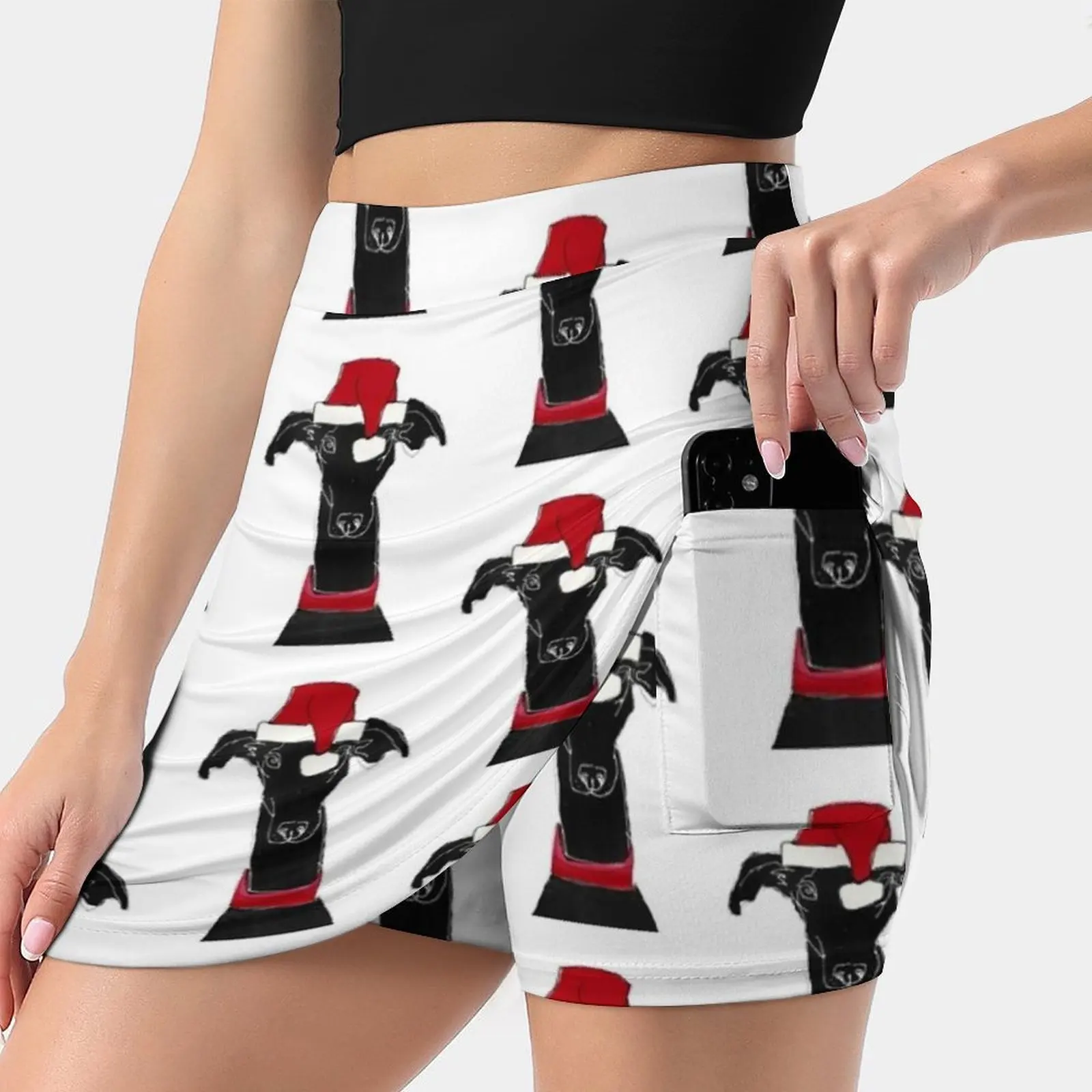 Greyhound Xmas Women's skirt With Hide Pocket Tennis Skirt Golf Skirts Badminton Skirts Running skirts Pixel Christmas Xmas