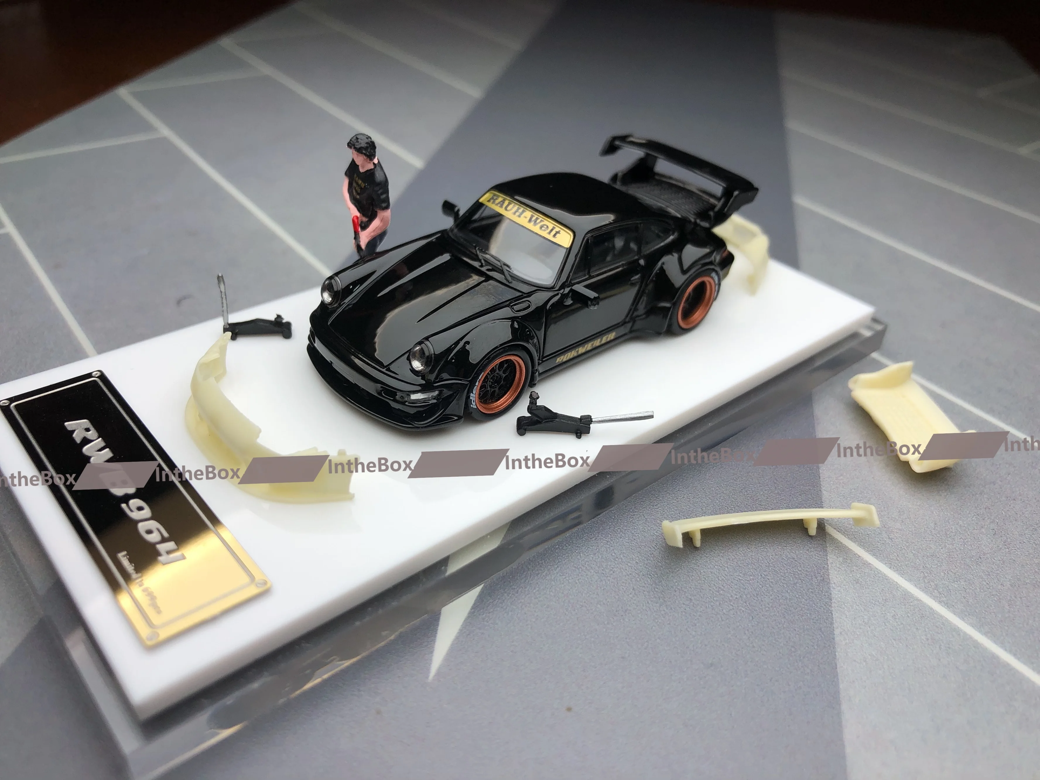 Star Model 1:64 RWB 964 GT Black Diecast Model koleksi mobil mainan hobi edisi berlapis