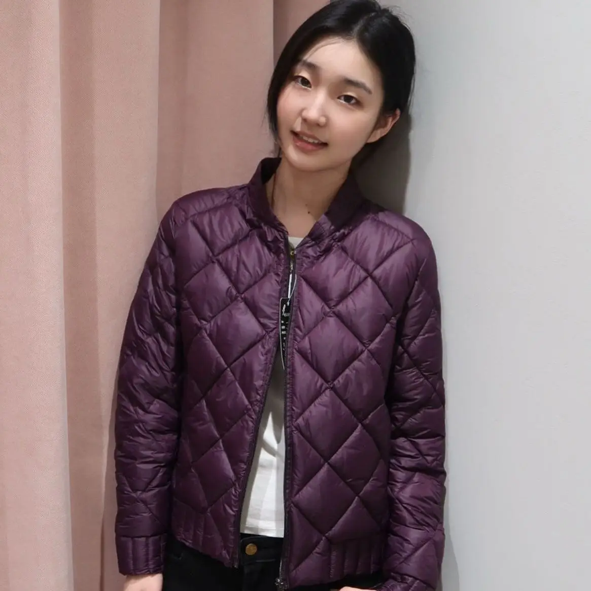 Light Thin Plaid Cotton-padded Jacket Female Autumn Winter 2026 New Down Coat Women Parkas Loose Short Overwear Fashion Outcoat
