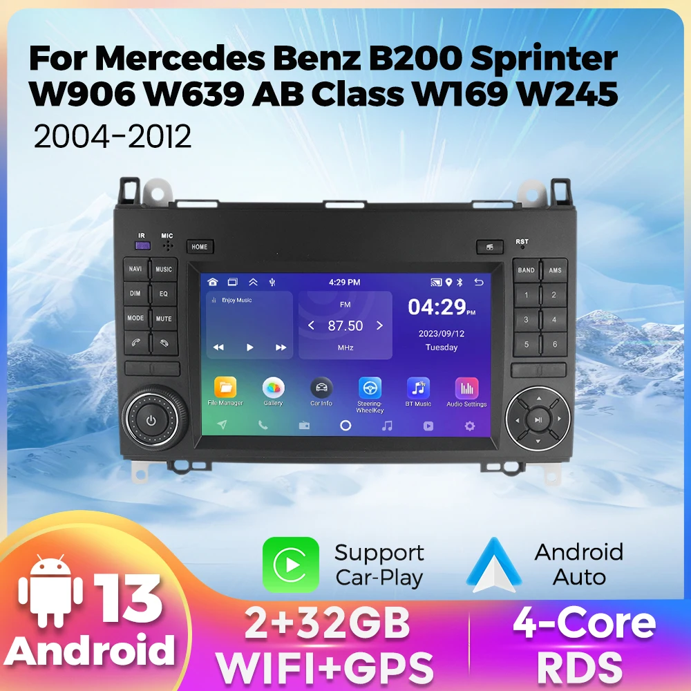 

2 DIN Android Car Radio for Mercedes Benz B200 W245 W169 W639 Carplay Auto Multimedia Video Player GPS Navigation Autoradio WiFi