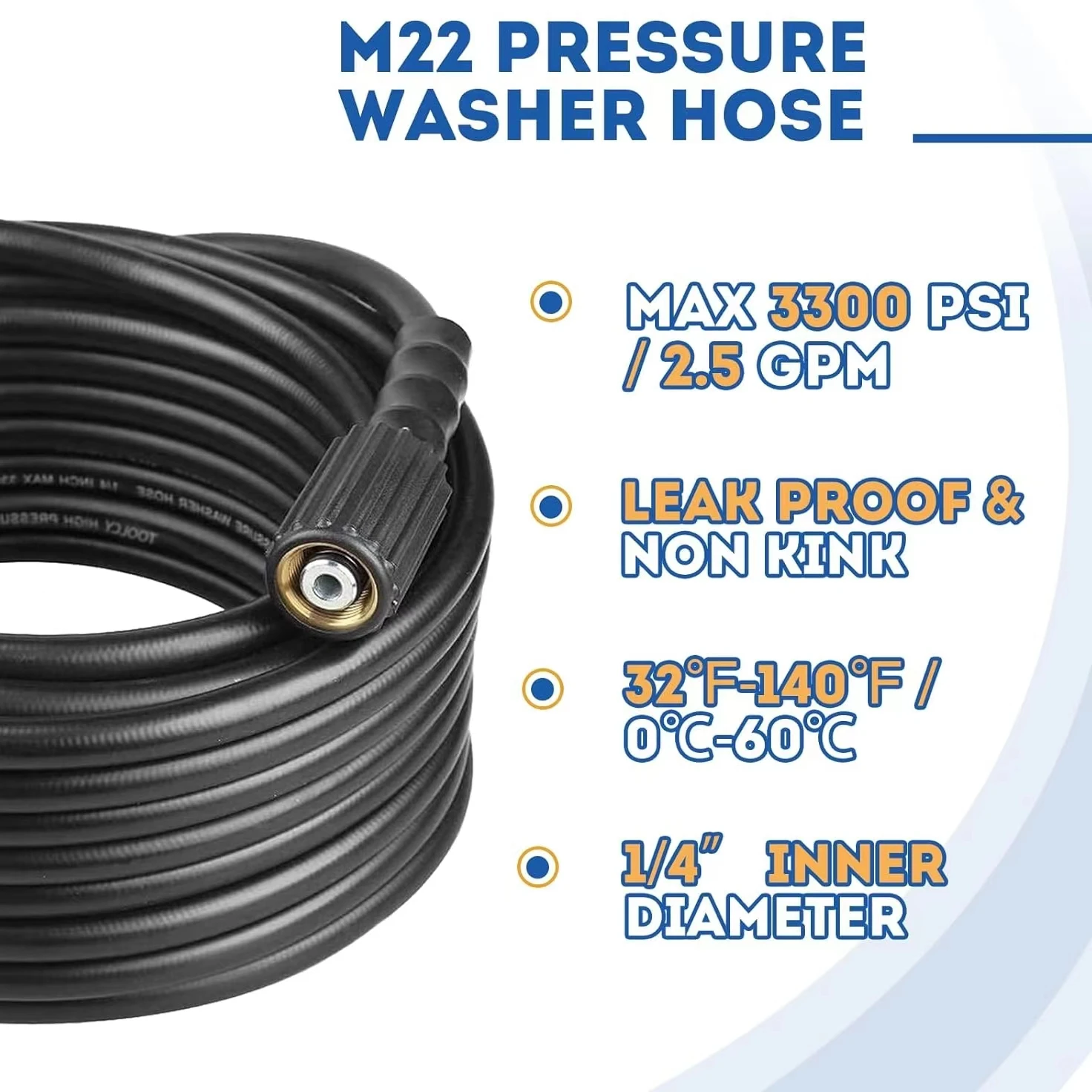 High Pressure Washer Hose Cord Pipe CarWash Hose Water Cleaning Extension Hose M22-Pin 14/15 for Karcher Elitech Interskol Huter