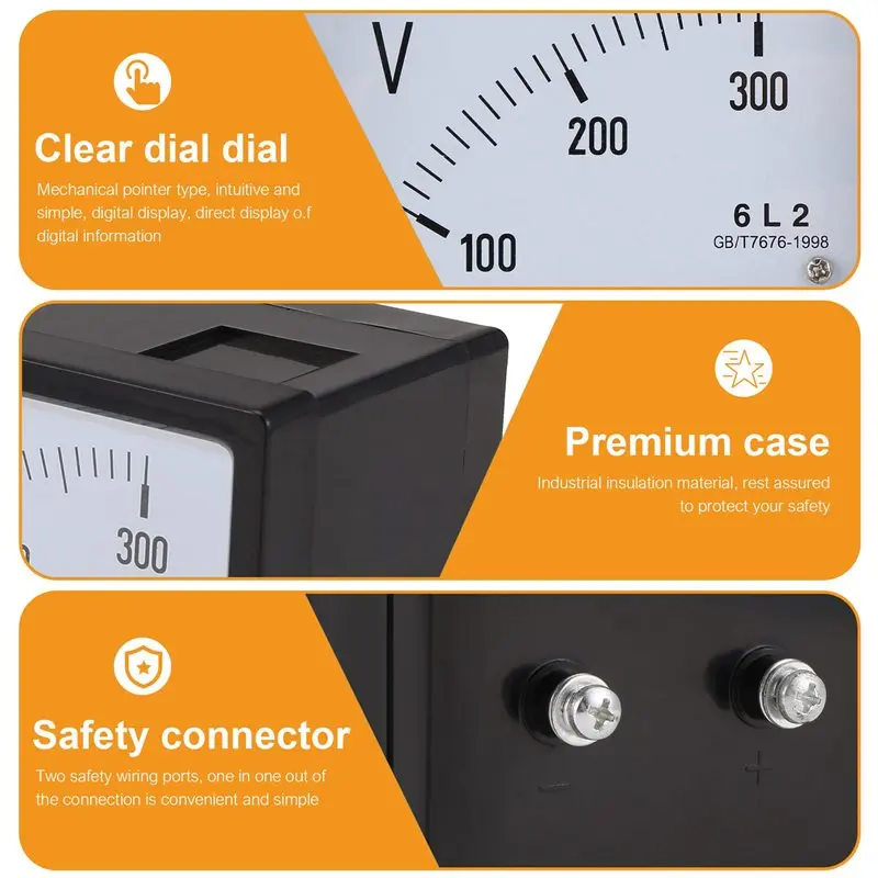 ABLU-10X 6L2 Voltmeter AC 300V Pointer Type Voltage Meter Mechanical Header