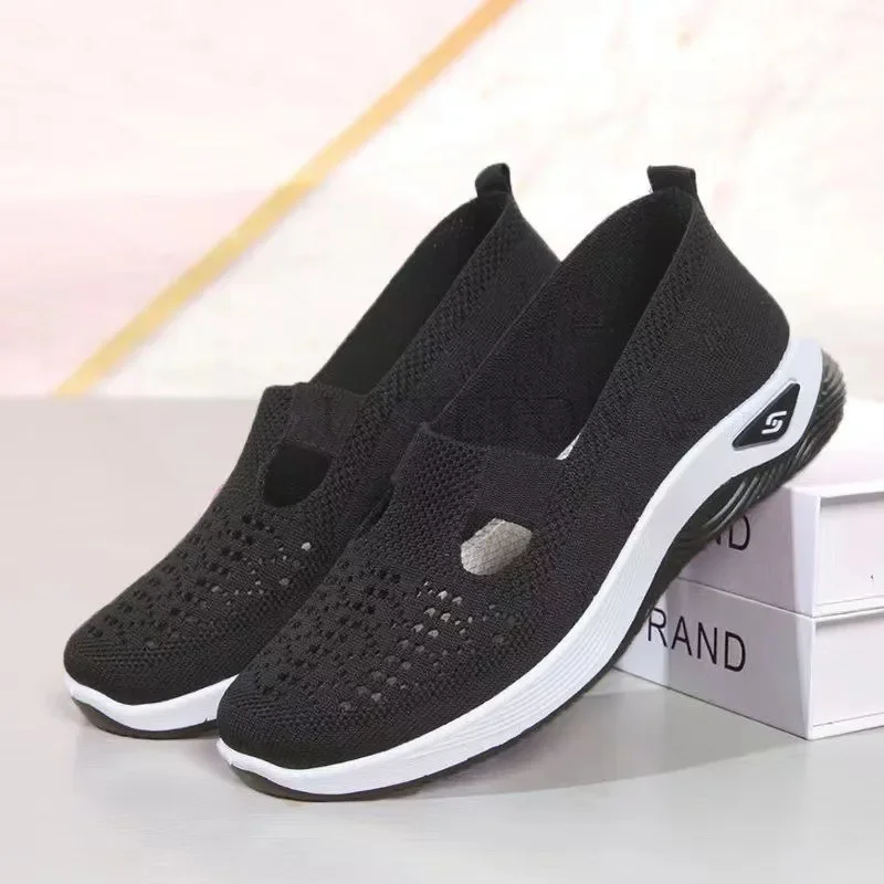 Women Flat Shoes 2024 Summer New Women Fashion Comfortable Soft Sole Breathable Hollow Casual Mesh Sports Shoes