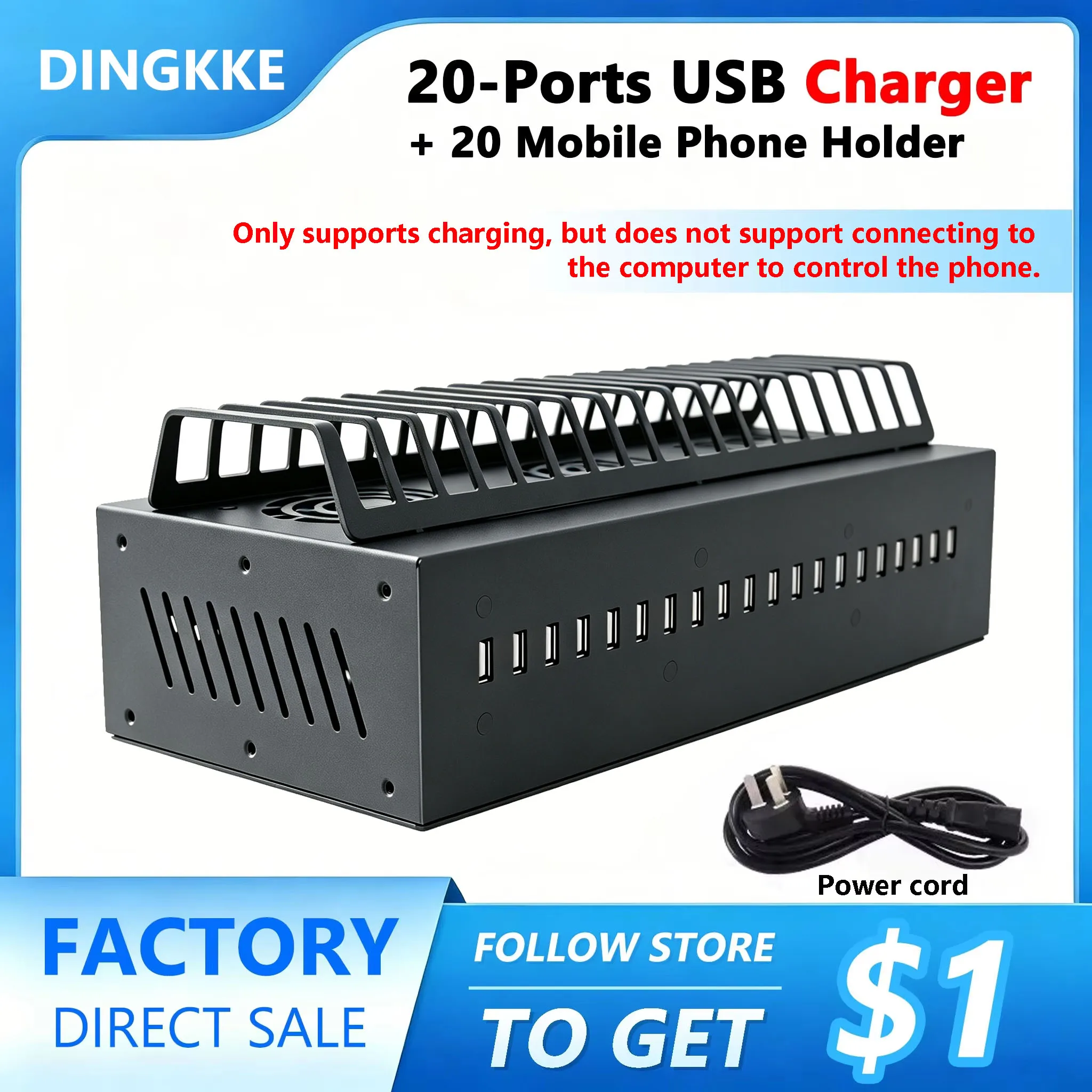 

20-Port 200W USB Charger with Desktop Phone Stand