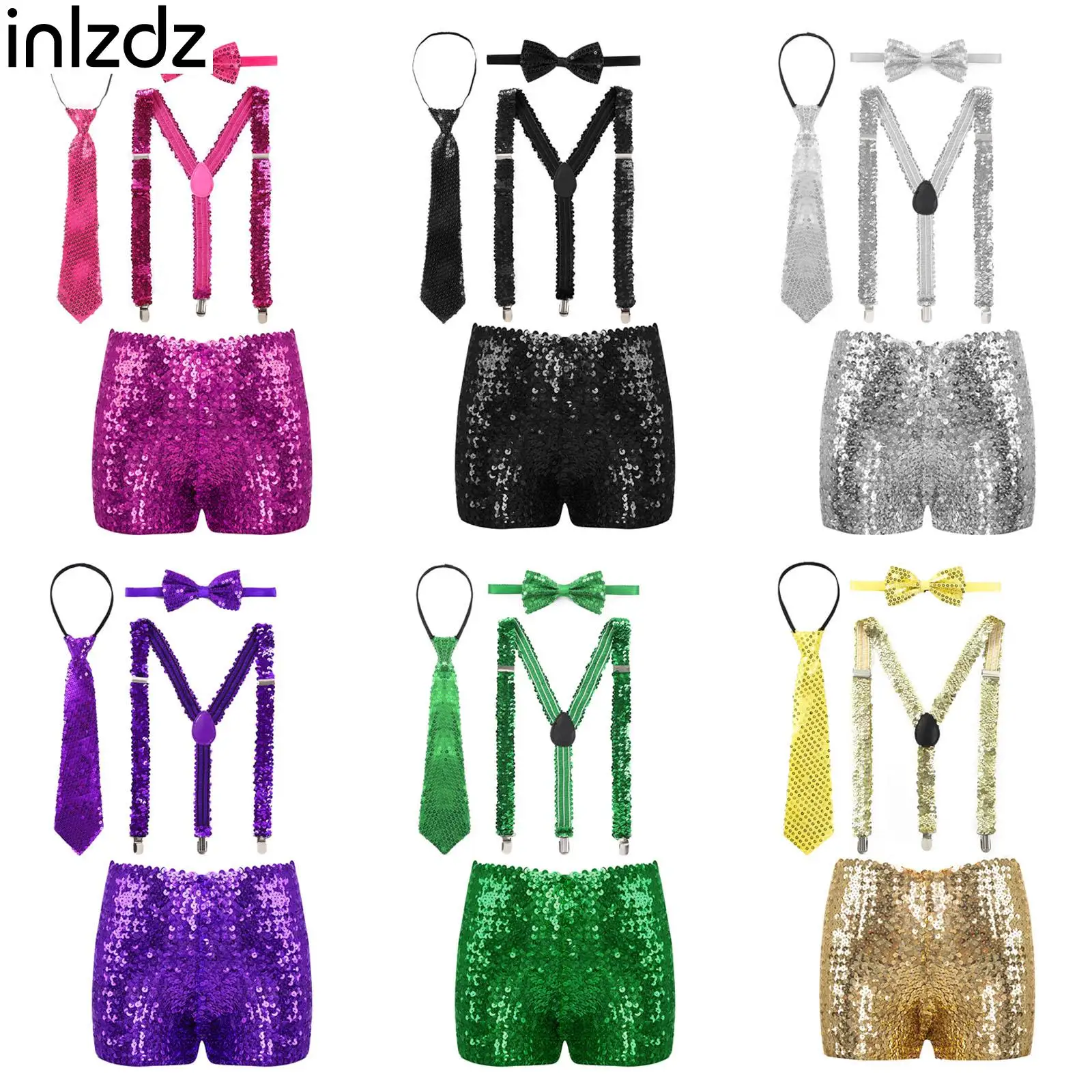 

Children Hip-pop Jazz Street Dance Outfit Kid Shiny Sequin Costume Sets 6 Colors Girls Boys Dress Up Party Performance Dancewear