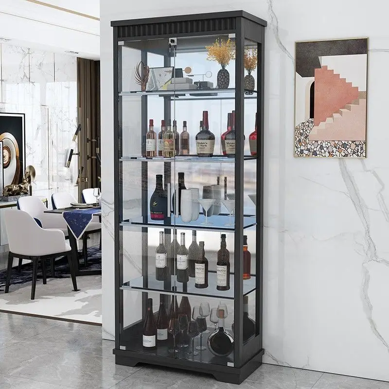 

Transparent Shelves Bar Cabinet Living Room Mobile Kitchen Wine Cabinet Modern Standing Partitions Armoire Furniture For Room