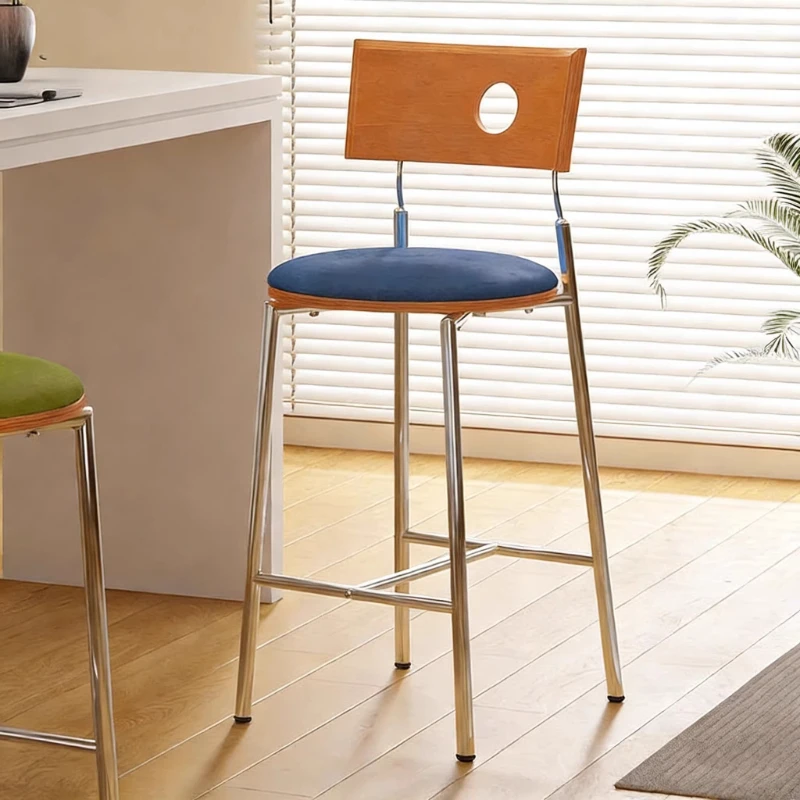 Silla de Bar con Cojín de Diseño Retro, Pieza Decorativa para Cocina, Taburete de Bar para Exteriores, Silla Moderna para Oficina, Sillas de Comedor
