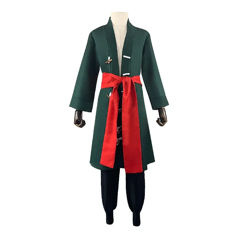 Anime Roronoa Zoro Costume Cosplay Kimono da uomo giapponese Robe Stage Performance Green Adult Cape costumi per feste di Halloween