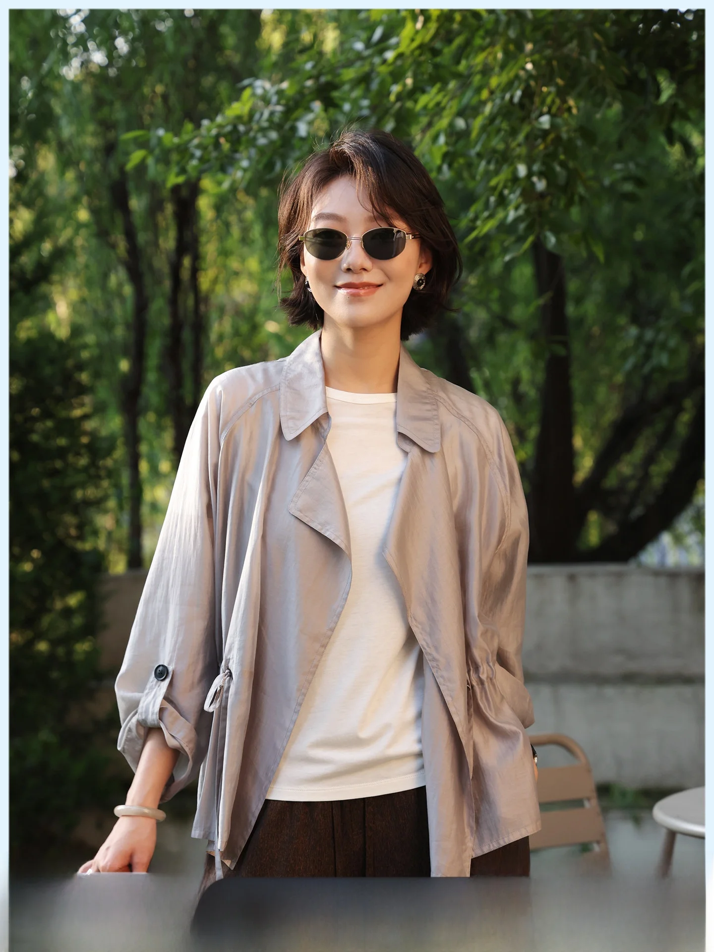 

Elegant Silk Suit Collar Tunic Top Slim Fit Lightweight Summer New Style Women's Fashion Outerwear Casual Loose Type