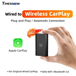 TIMEKNOW A1 Carplay Wireless Adapter for Toyota Mazda Nissan Camry Suzuki Subaru Citroen Audi Ford Wired to Wireless CarPlay