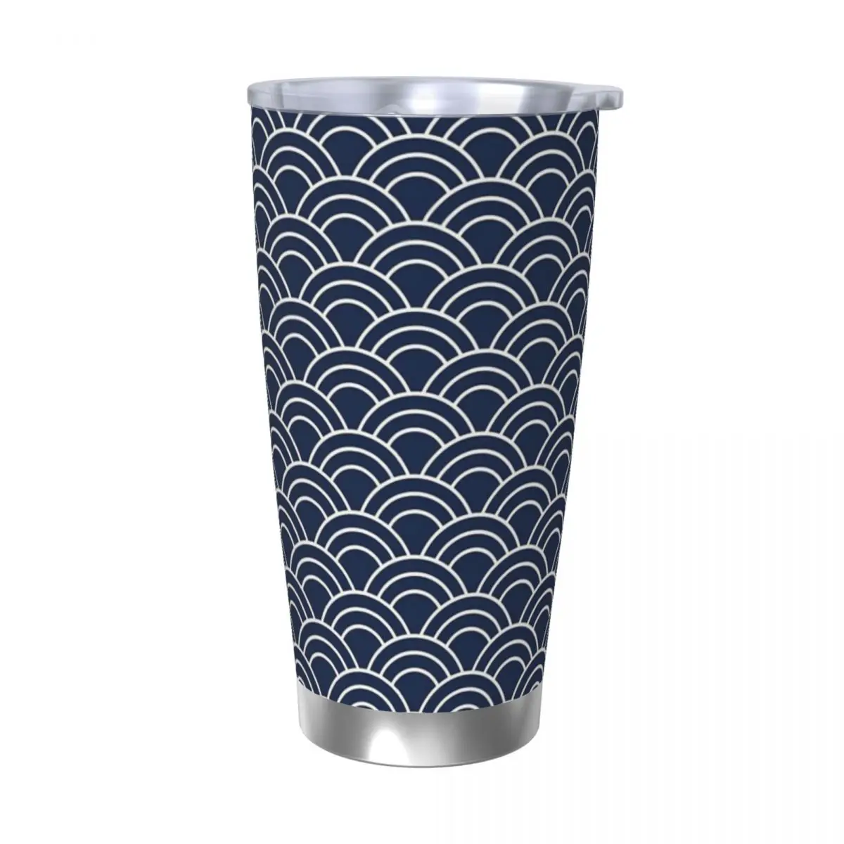 Waves Japanese Navy Blue Tumbler Vacuum Insulated Harajuku Thermal Cup with Lid Straw Travel Outdoor Mug Water Bottle, 20oz