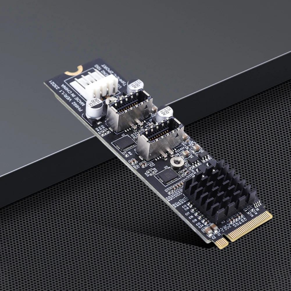 NVME NGFF M-Key To Dual Type-E USB 3.1 Front Expansion Adapter 10Gbps Front Expansion Cards Adapter Express Card Adapter