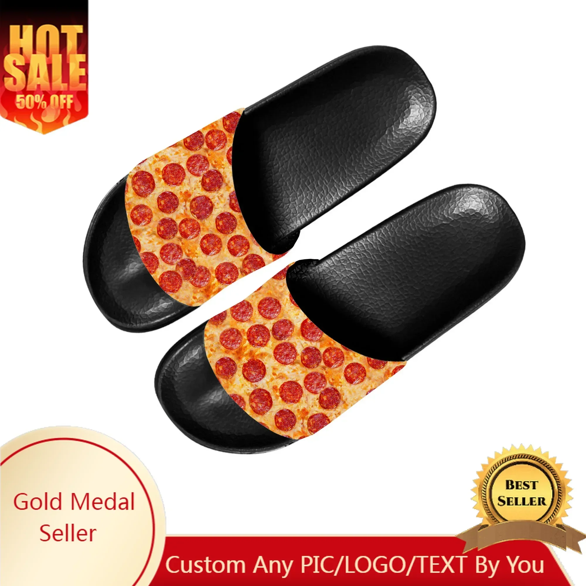 Patrón De Comida Deliciosa Pizza 3D Slippers Home Water Shoes Men Women Teenagers Beach Sandals Custom Summer Slipper