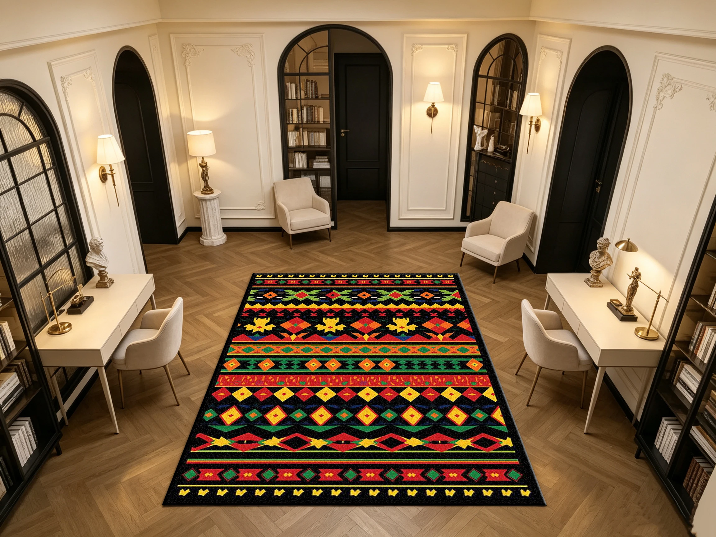 Colorful Vertical Striped Ethnic Tribal Carpet Flooring Boho Household Indoor Decor Floor Rug