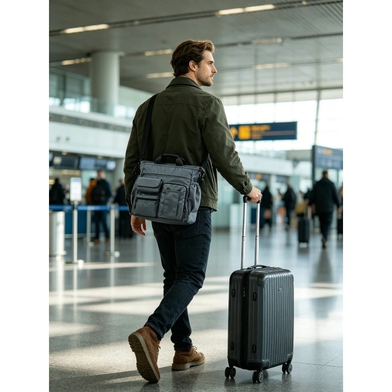 Oxford Cloth Crossbody Bag Men Multifunctional Casual Handbag Business Travel Briefcase