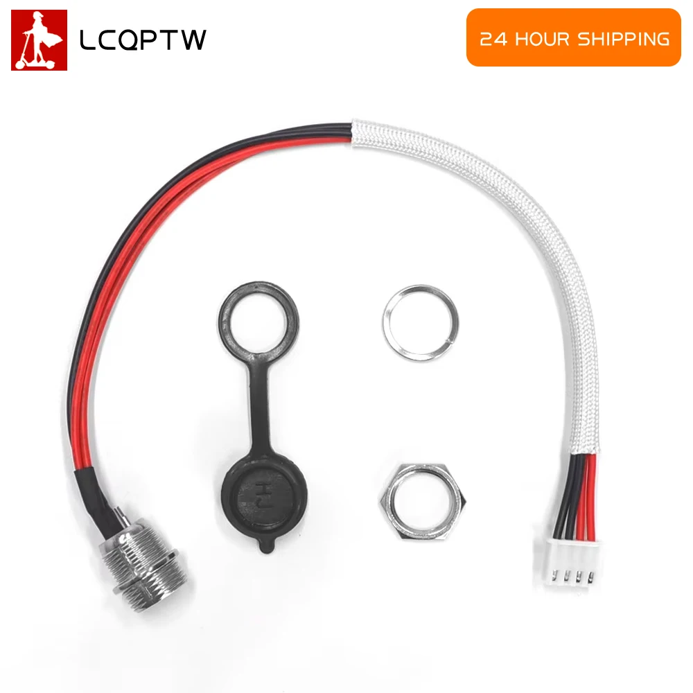Porta de carregamento de bateria, 3 pinos/broca, 4 fios, cabo de alimentação, hoverboard para balanceamento de scooter, interruptor de placa, peça de conexão