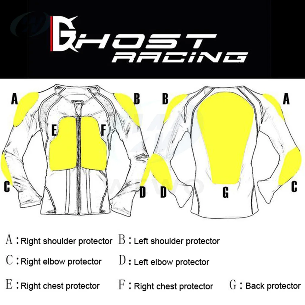 GHOST RACING Motorcycle Soft Armor Jacket Full Body Protector Motocross Riding Protective Gear Chest Shoulder Protection Pants