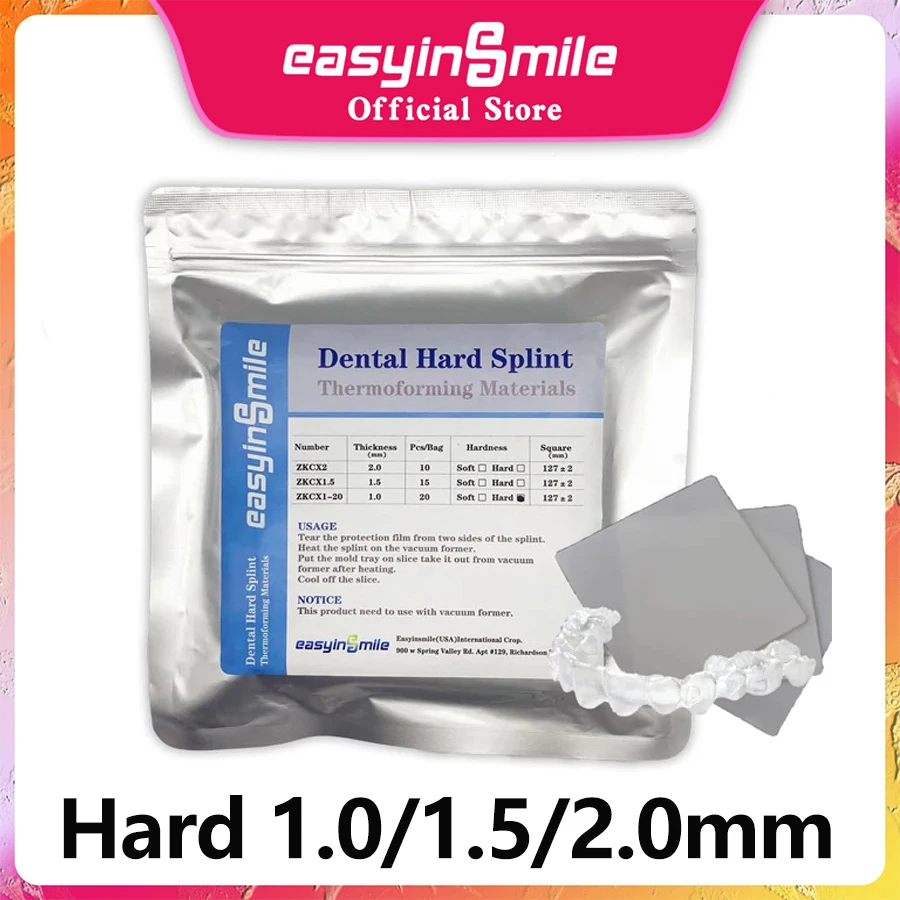 

Dental Orthodontic Hard Splint Retainer Vacuum Forming Sheet Soft/Hard Plastic 1.0/1.5/2.0mm Dentistry Thermoforming Material