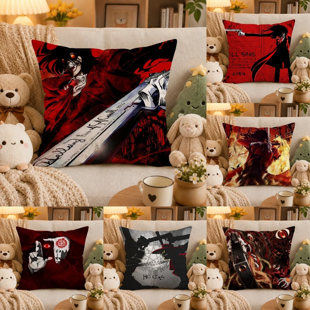 H-Hellsing Alucard Anime Pillow Case Plush Pillow Cases Home Decoration Pillow Cover for Sofa Bed Chair Living Room