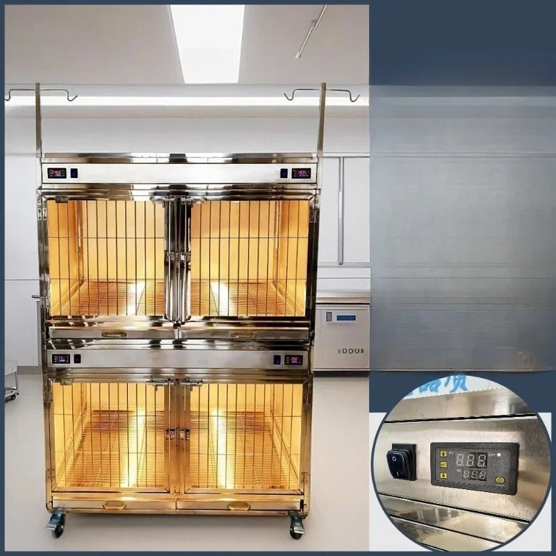 Stainless steel heated and warm breeding cage, pet hospital kennel isolation cage
