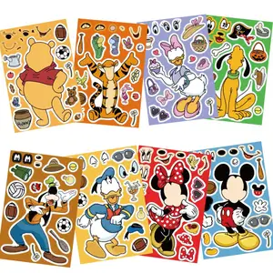 Winnie Mickey Charakter Gesichtsklebstoffe, DIY -Puzzle -Aufkleber, Spielzeug für Jungen und Mädchen, Geschenke für Kinder, 32 Blätter Hauptverkauf Mickey Head - №1