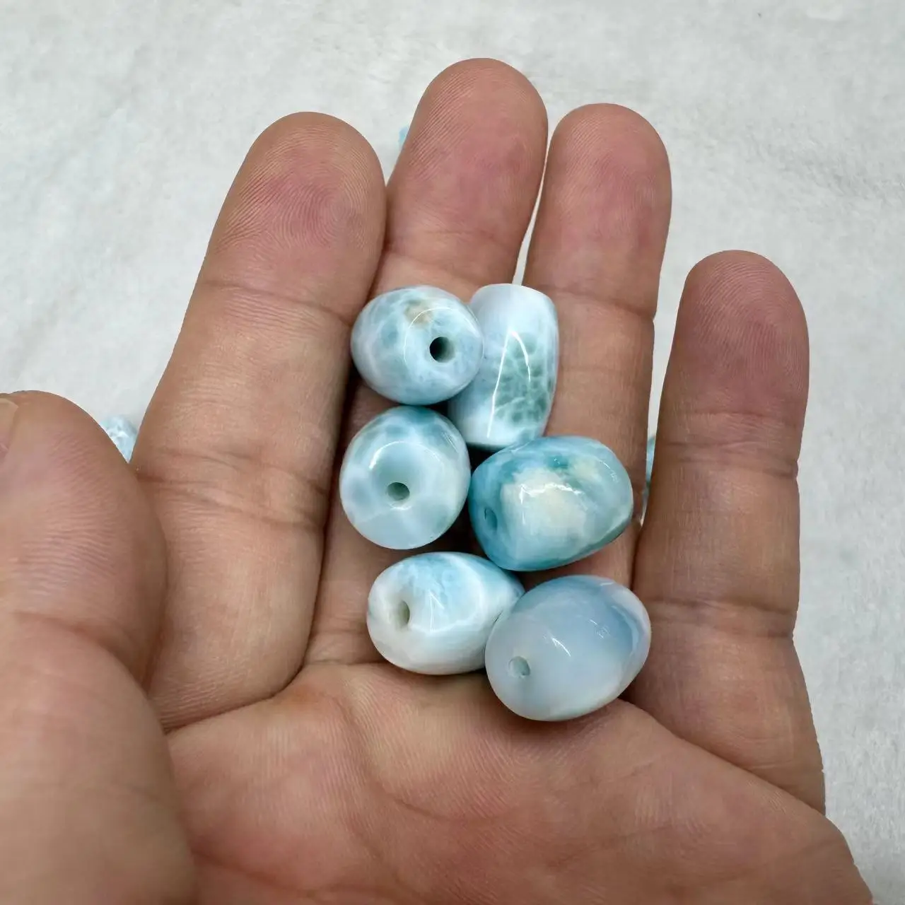 Column Dominica Larimar/Copper Pectolite Stone Natural Gemstone DIY Loose Beads For Jewelry Making Wholesale