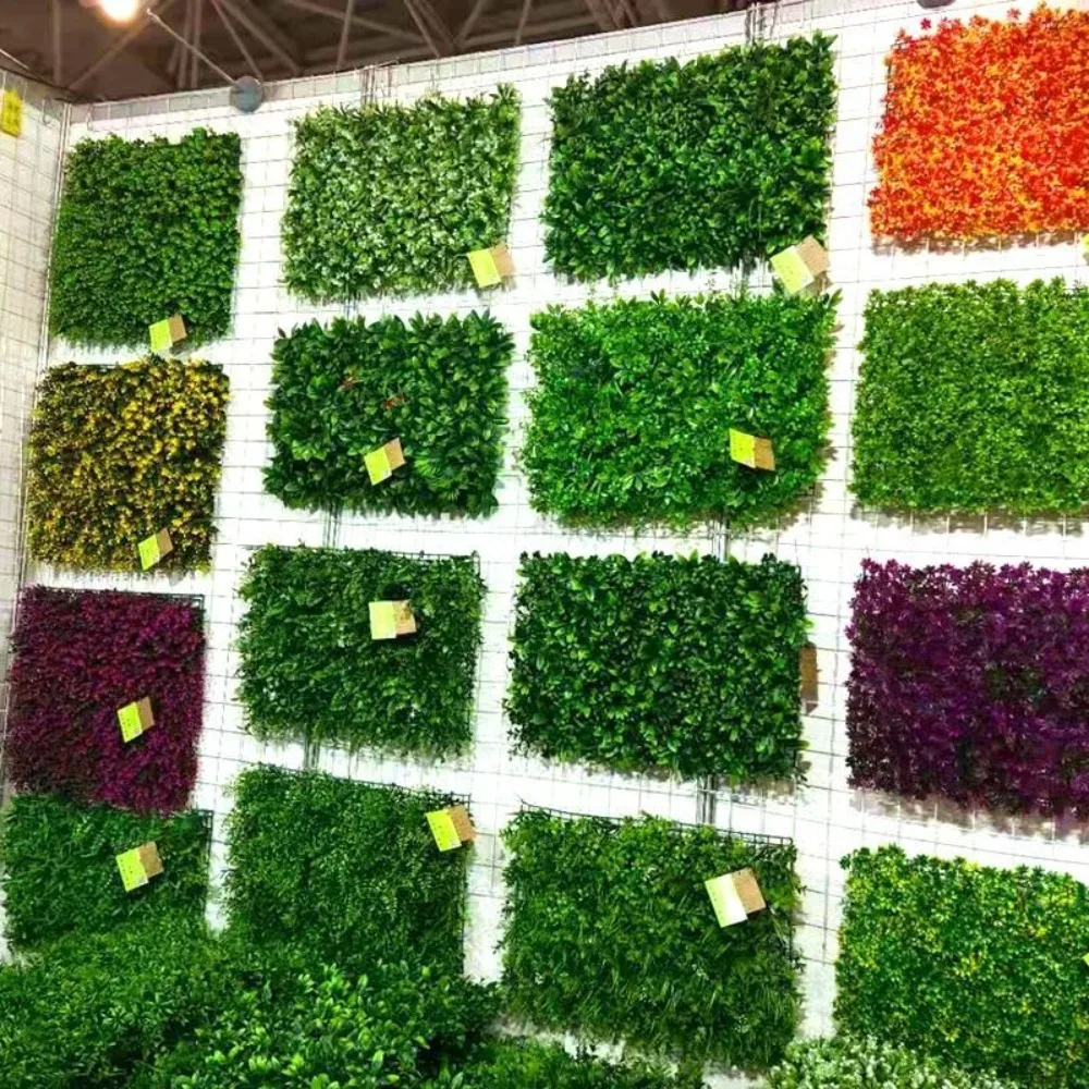 

UV Resistant Artificial Grass Wall Panel Square Shape 40*60cm Size Plastic Plant Wall Panel Green Color Privacy Fence Panel