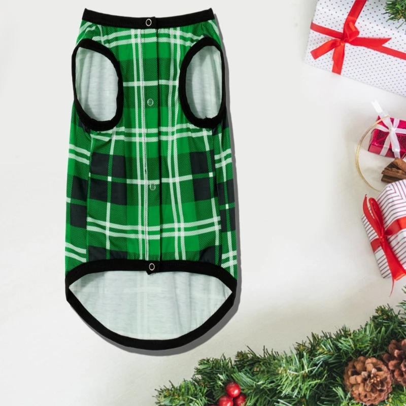 Christmas Matching Family Home Wear Set with Deer Letter Print and Green Plaids