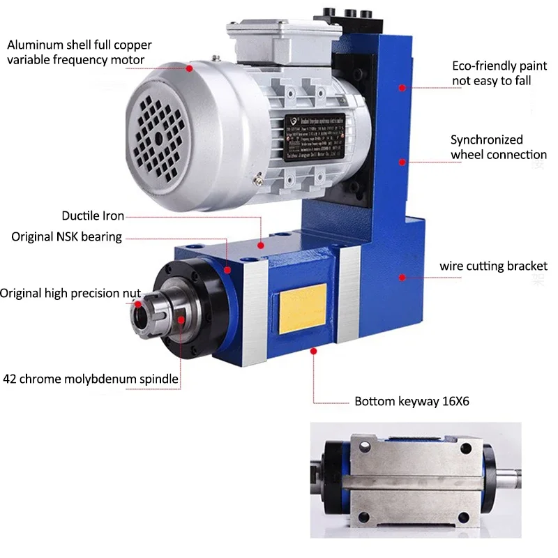 Power High-precision Spindle Machine Lathe Small Machinery CNC Machining Center Boring Milling Slot Drilling Hole Heavy Cutting