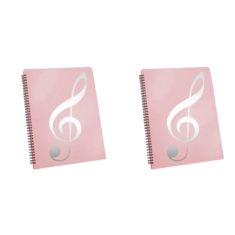 

2X Sheet Music Folder, 60 Pages Capacity,Sheet Music/Holder,Fits Letter Size A4, Writable & Detachable (Pink)