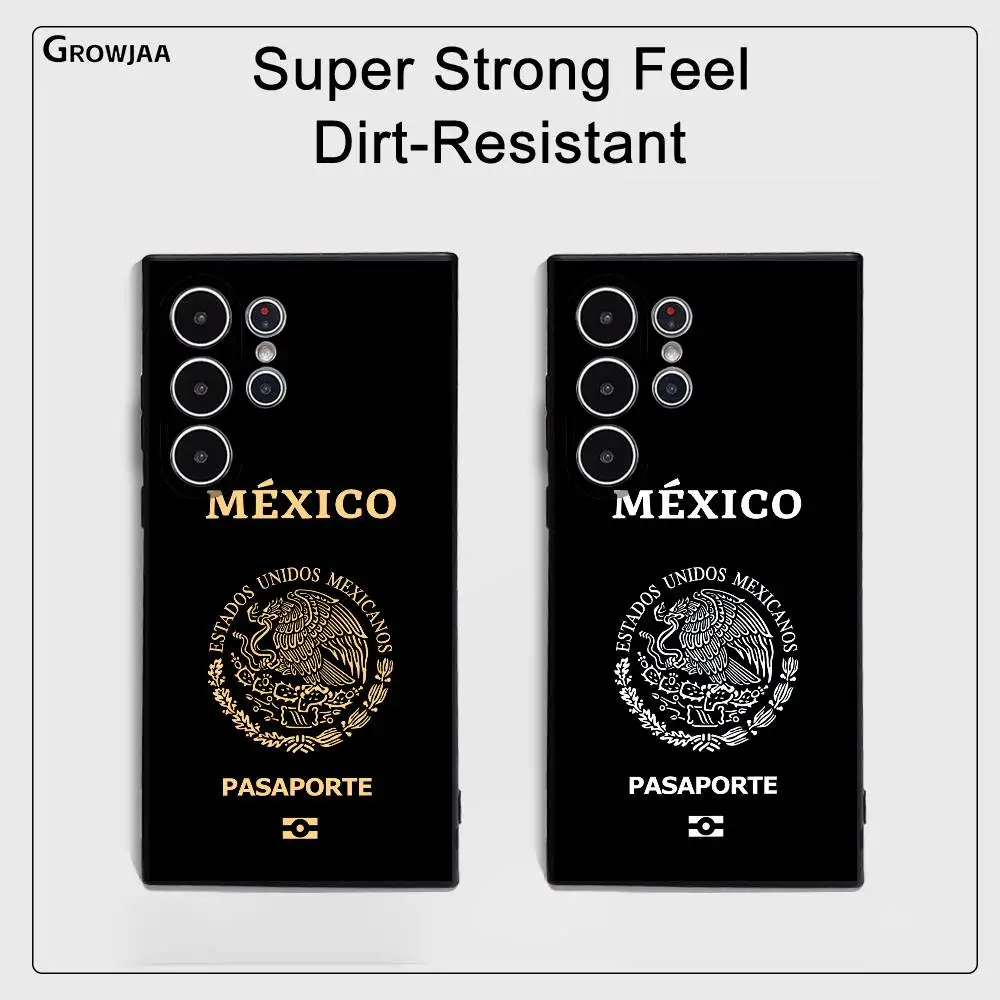 

Fashion Mexico Passport Phone Case For Samsung Galaxy S25 S24 S22 S23 Ultra S21 S20 Plus Frosted Non-Slip Full Cover Soft Case