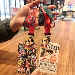 One Piece Manga Luffy Zoro Nami Cosplay custodie per carte Anime Access Pass Staff Badge porta carte d'identità con cordino e portachiavi