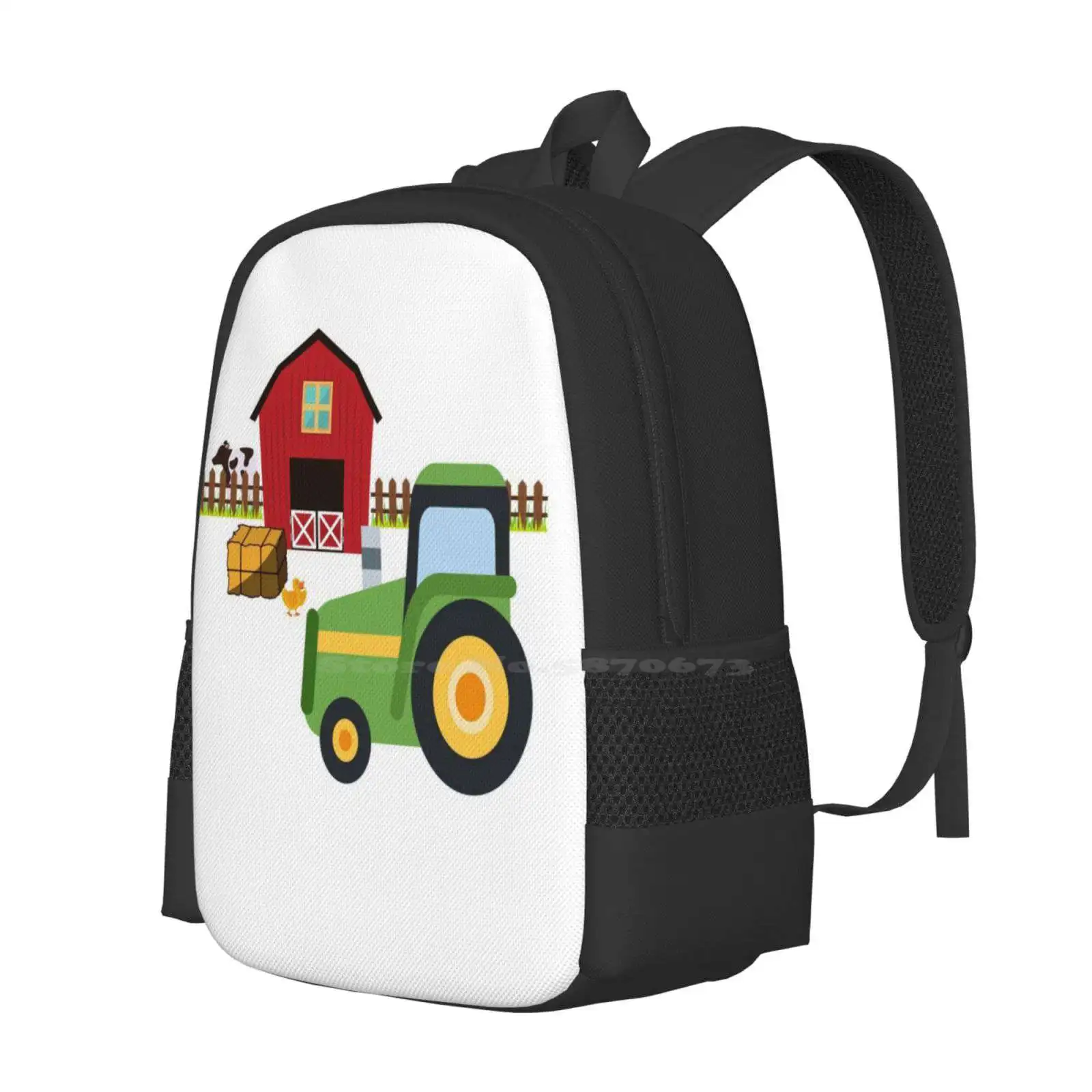 Cute Tractor And Farm Hot Sale Schoolbag Backpack Fashion Bags Cute Farm Cute Tractor Farm Theme Tractor Theme Red Barn Green