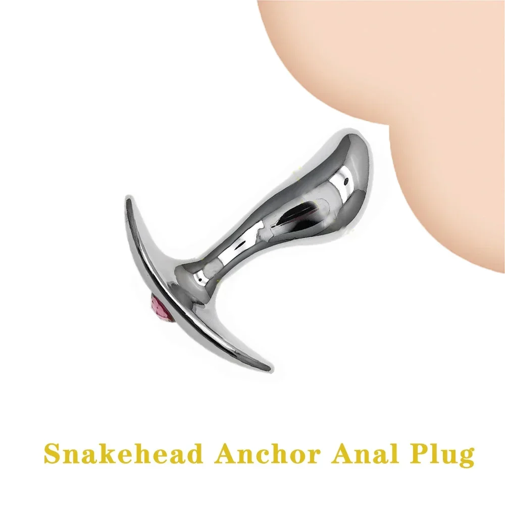 

Stainless Steel Anal Plug Snake Head Shaped Boat Anchor Prostate Stimulation Release Stress Curved P-spot Male Sex Toys Adult 18