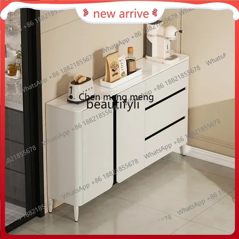 SS new style Cream wind ultra-thin side cabinet modern simple kitchen storage narrow storage cabinetss 7486